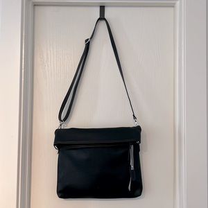 NWT - Esprit Fold Over Cross Body Bag - Black - Faux Leather